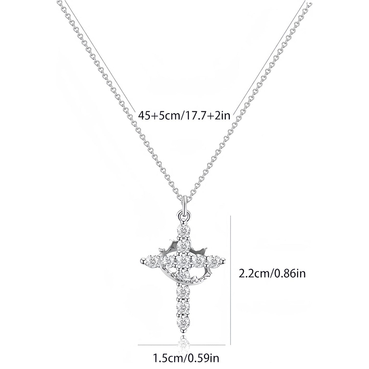 Faith Crown Cross Necklace for Women 14K Plated