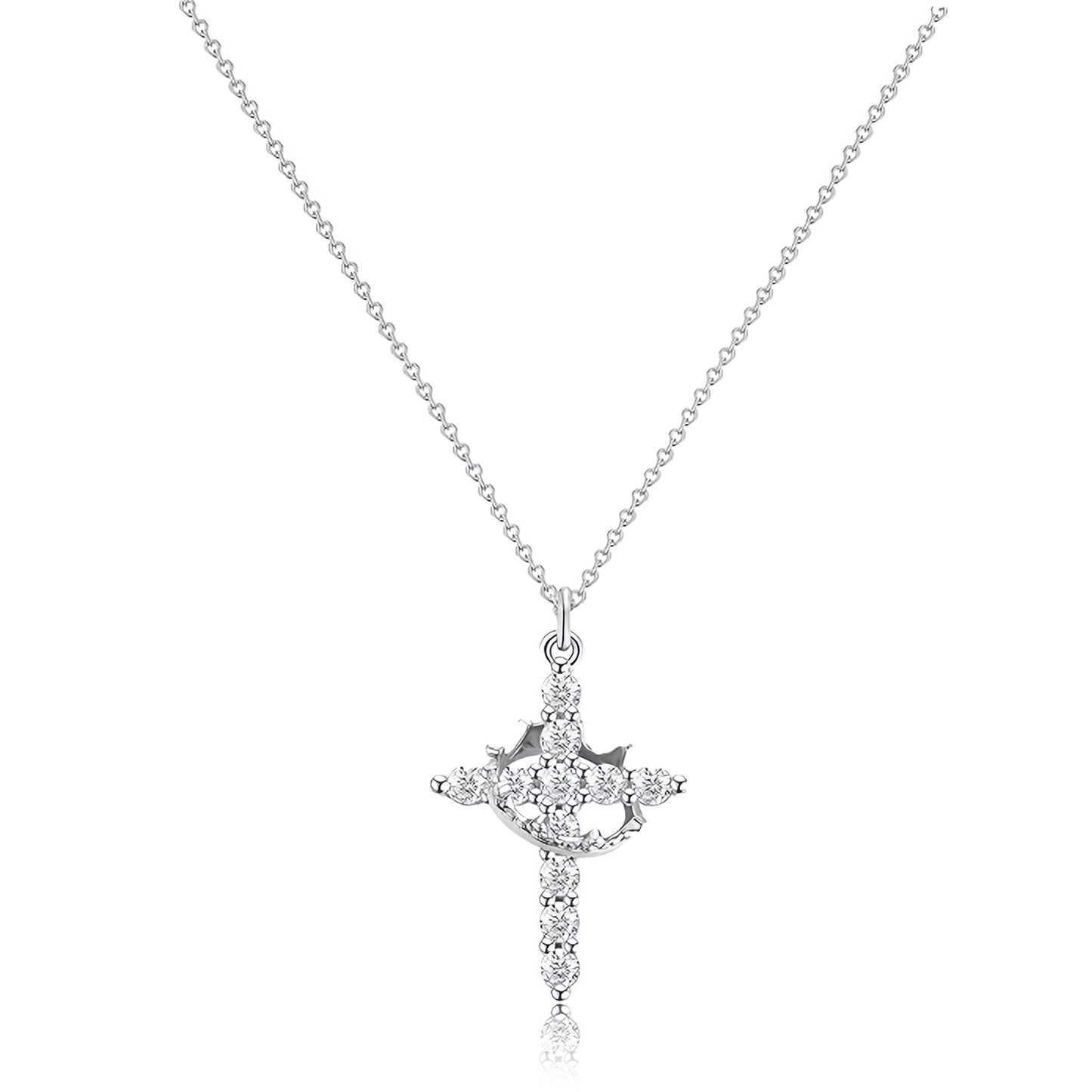 Faith Crown Cross Necklace for Women 14K Plated