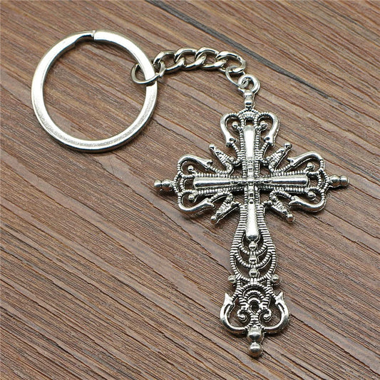 Charm Jesus Cross Alloy Pendant Keychains Jesus Christianity Accessory Keys Cross Keychain Car Key Chain Ring Holder Wen Jewelry